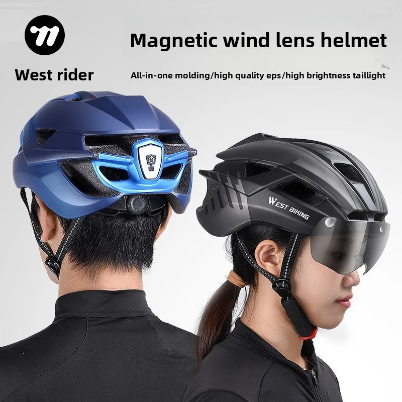 

Integrated cycling helmet with windscreen, designed for mountain and road biking