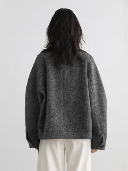CHIC VEN Women Short Woolen Coat New Stand Up Twill Texture Single Breasted Ladies Jacket Retro Woman Outwear Autumn Winter 2025 6