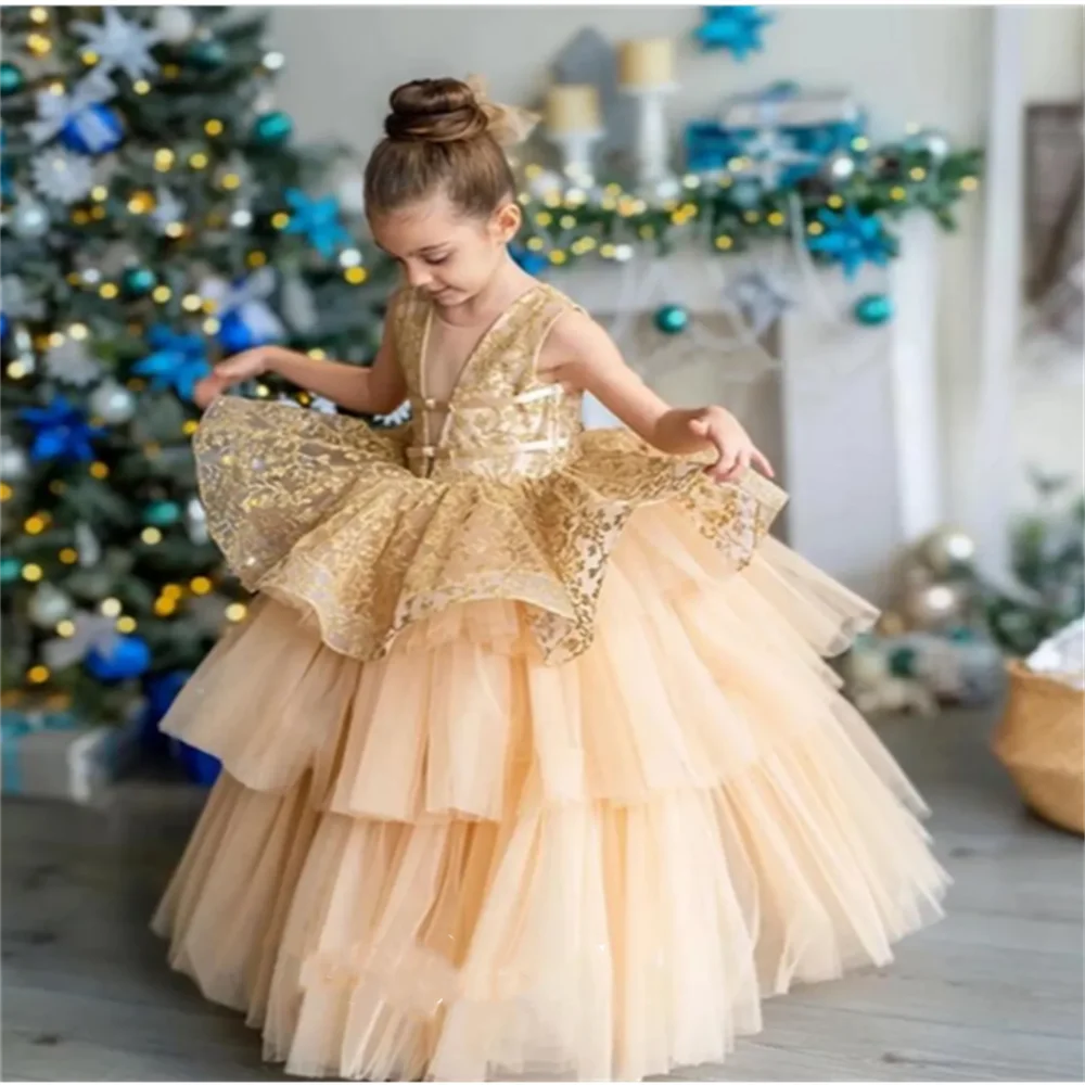 

Custom Toddler Girl Tulle Dress Princess Party Gown Bridesmaid Kids Clothes Christmas Party Dress Photography Props 1-12Y