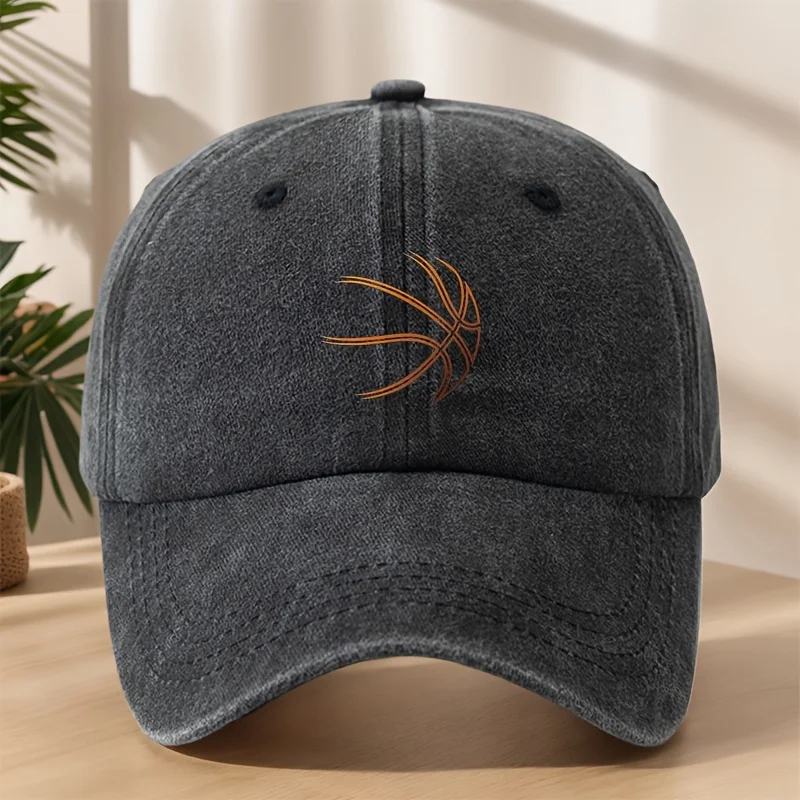 

Basketball Print Baseball Cap | Vintage Washed Adjustable, Soft Sweat-Absorbent for Outdoor Sports & Casual