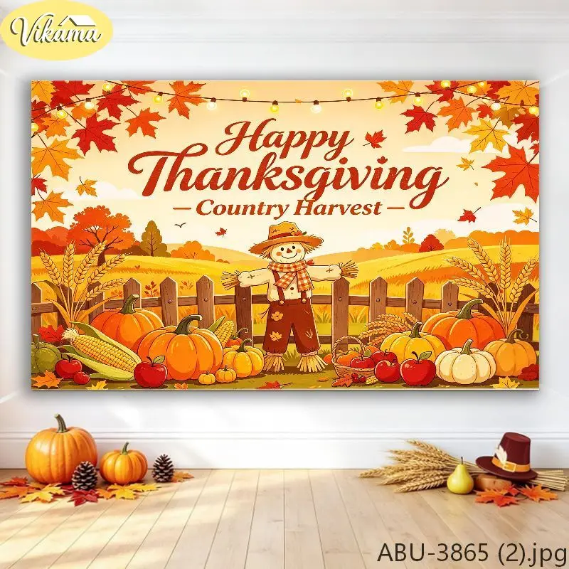 VIKAMA Scarecrow & Wreath Polyester Tapestry, Soft & Durable, Decor for Living Room Bedroom Kids Room
