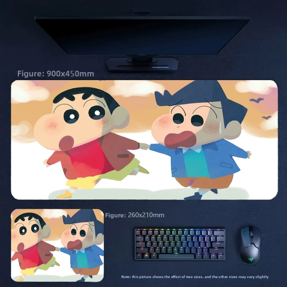 Cartoon Animation Waterproof Stain Resistant Leather Mouse Pad Crayon Shin-chan and His Friends Cute Large Size Wrist Table Mat