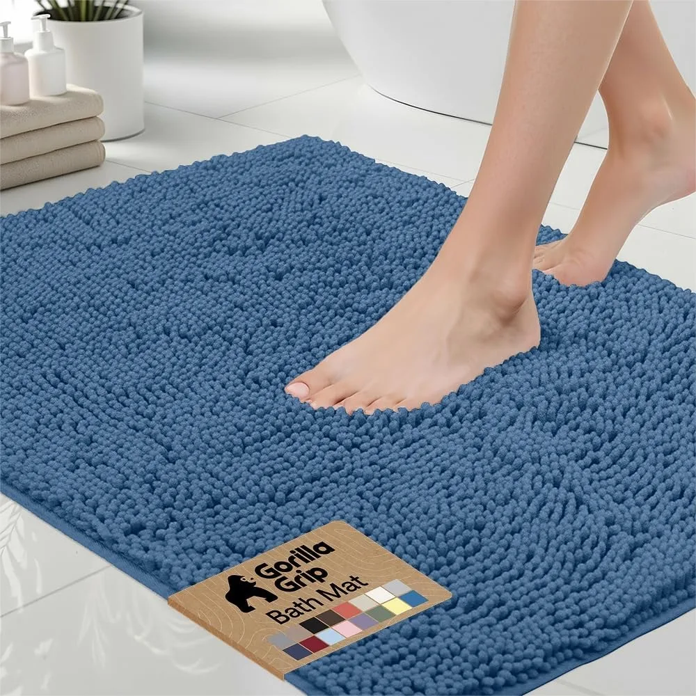 

Bath Rug Mat 60x24, Thick Soft Absorbent Chenille, Quick Dry Microfiber Mats with Rubber Backing, Washable Shower Floor Rugs for