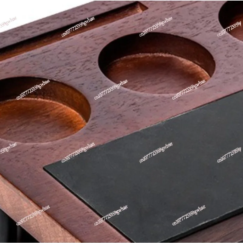 Solid Wood Coffee Tamping Station Multifunctional Espresso Base Storage Rack Round Corner Coffee Knock Box Organizer Stand