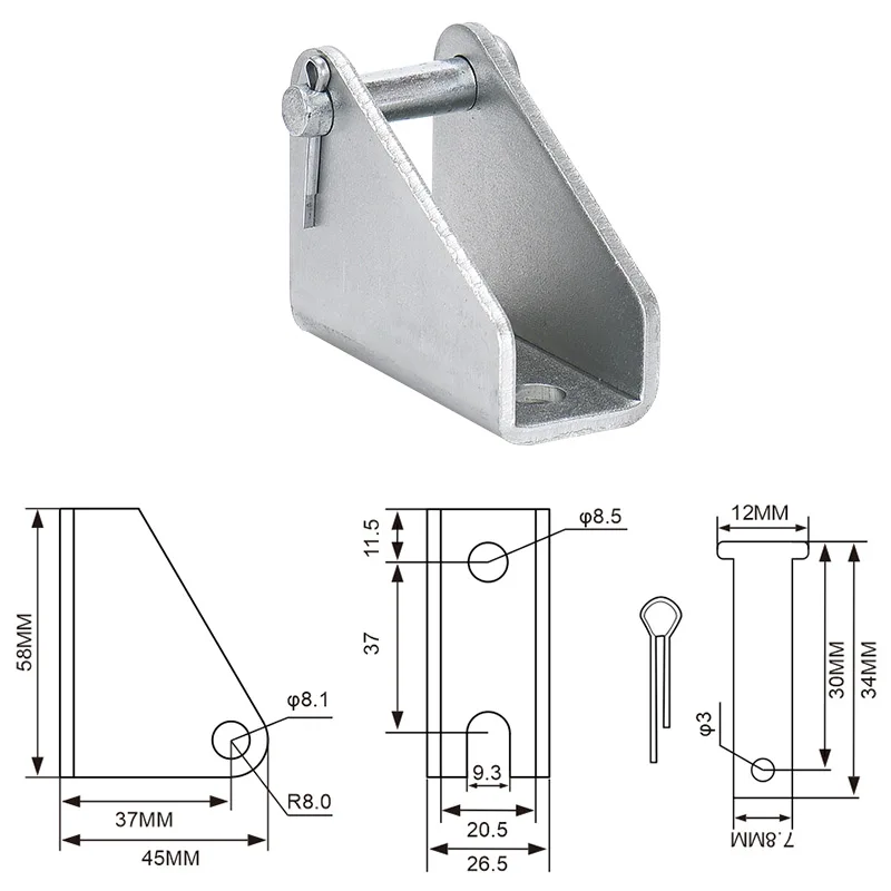 8mm Mounting Bracket For Linear Actuator Butterfly Type Triangle Type Install With Bolt 8mm Install Hole U/H-Type