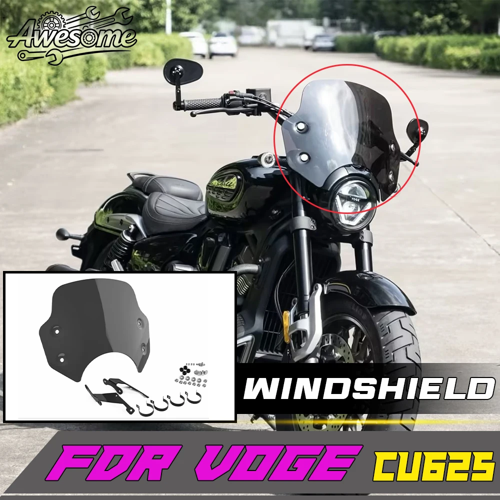 For VOGE CU625 transparent high windshield and black low windshield for 625cu