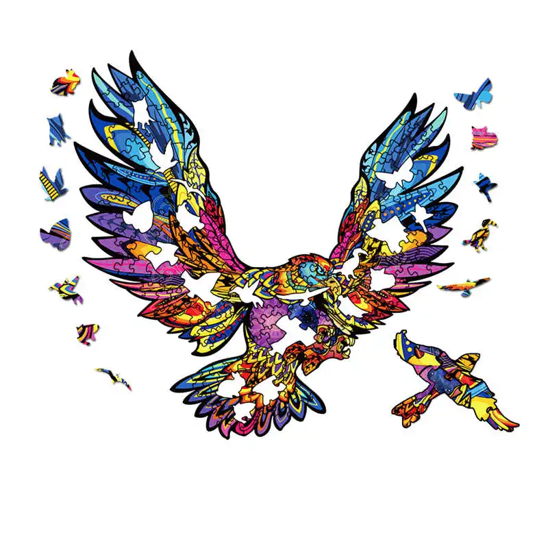 Cool High Quality Wood Jigsaw Puzzle Animal Eagle King Wooden Puzzles Adult Montessori Educational Toys Children Board Game Gift