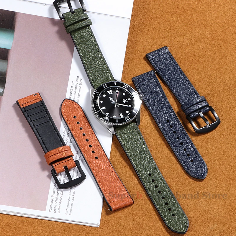 Silicone Leather Strap Pin Buckle Quick Release Bracelet 20mm 22mm for Huawei GT2/3 Soft Wristband for Samsung Galaxy 6/5/4