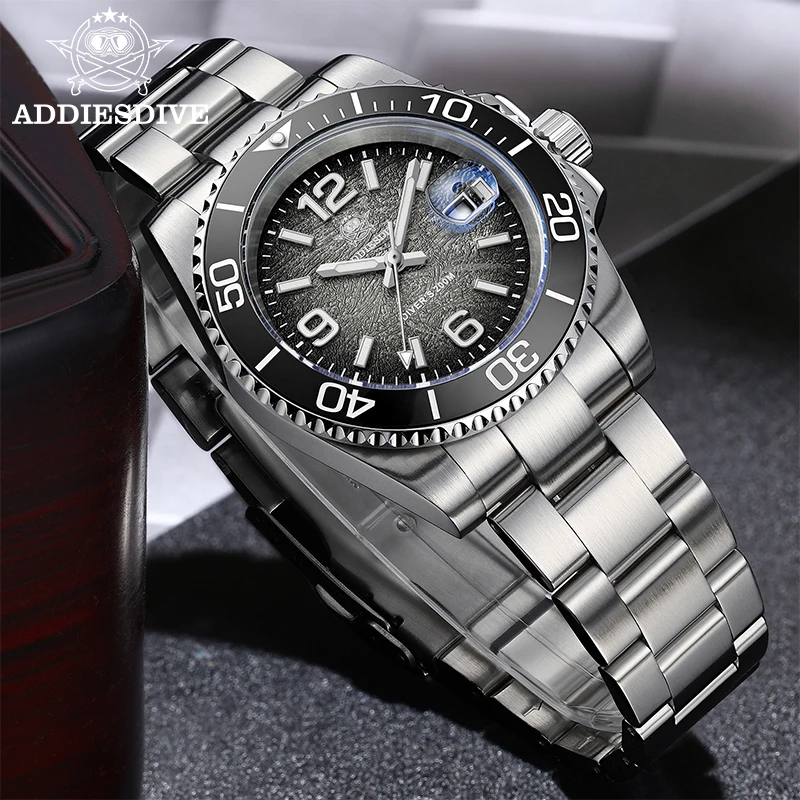 

ADDIESDIVE Fashion Waterproof Quartz Watch For Men Grey/Red/Blue Watches Ceramic Bezel Stainless Steel Relogio Masculino AD2513