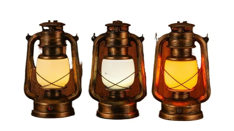 

Outdoor Camping Retro Lantern Camping Charging Tent Kerosene Flame Decoration Atmosphere Portable Hanging Lamp