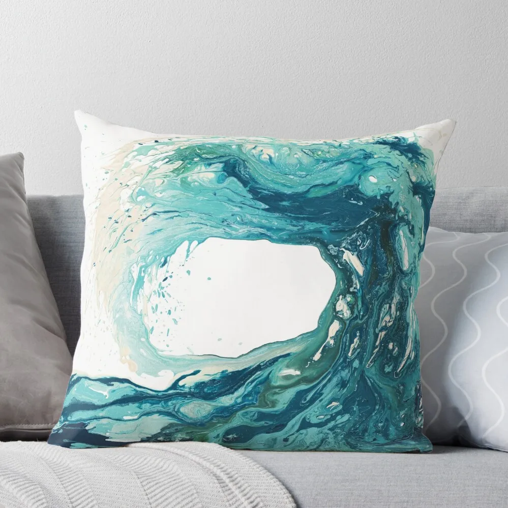 

Ocean Wave Art Print Picture - Turquoise Sea Surf Beach Decor Throw Pillow pillow cover luxury ornamental pillows