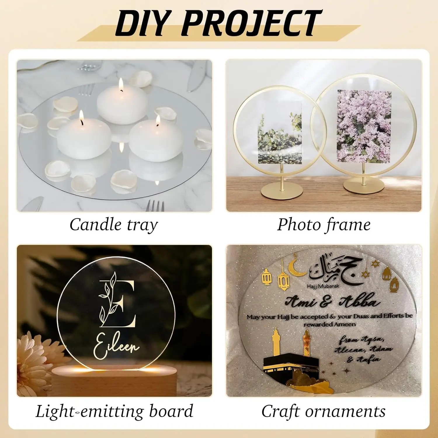 1/4" runde Acryl-Plexiglasplatte, 6 Zoll Durchmesser, klarer Acrylkreis, Kuchenscheibe, Tischplatte, Acryl-Hintergrund