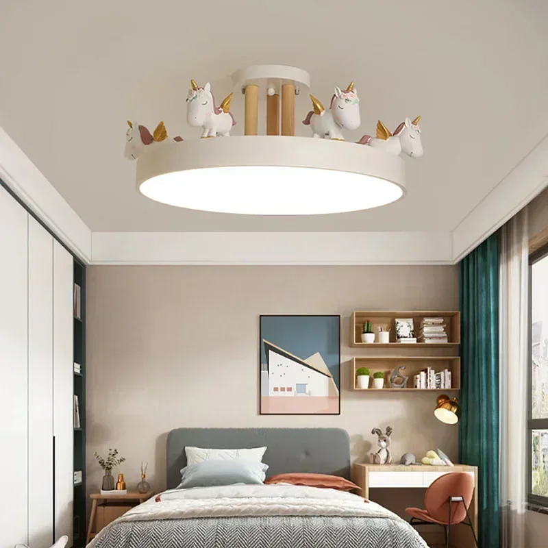 Modern Unicorn Design LED Ceiling Lamp for Living Dining Room Bedroom Children's Room Sofa Chandelier Home Decor Simple Fixture