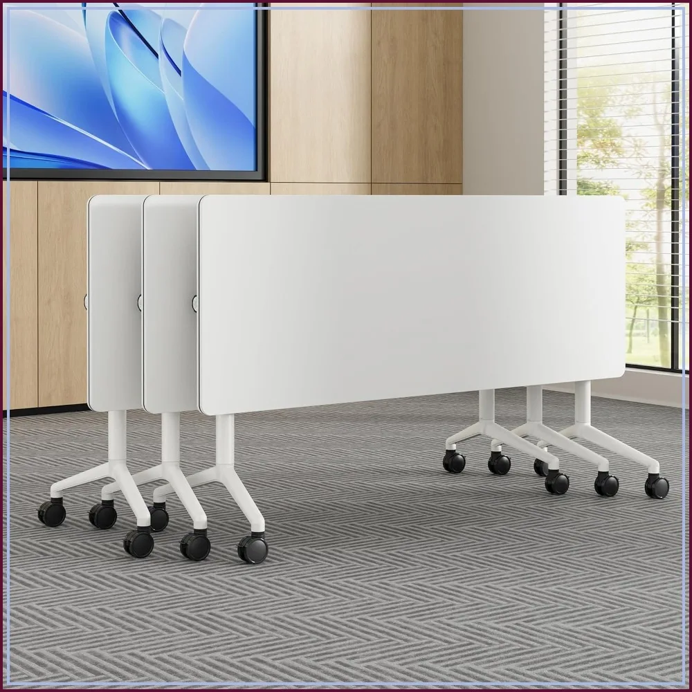 office desk59.06x23.62x29.53 Folding Training Table Flip Top, Mobile, 4 Locking Wheels