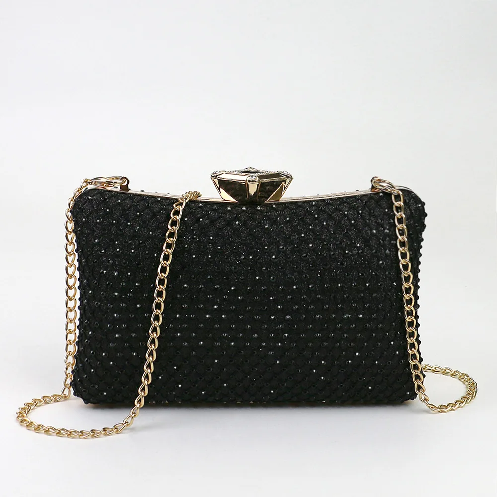 

Fashion Texture Inlaid Diamond Evening Dress Hand Bag Shoulder Messenger Chain Small Bolsos De Fiesta Designer Luxury Bags Woman