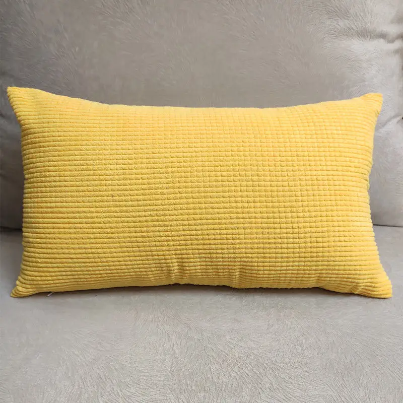 pillow case Solid Color Corn Velvet Sofa Waist Pillow Cover Rectangular Chair Backrest Back Cushion Bedside without Core