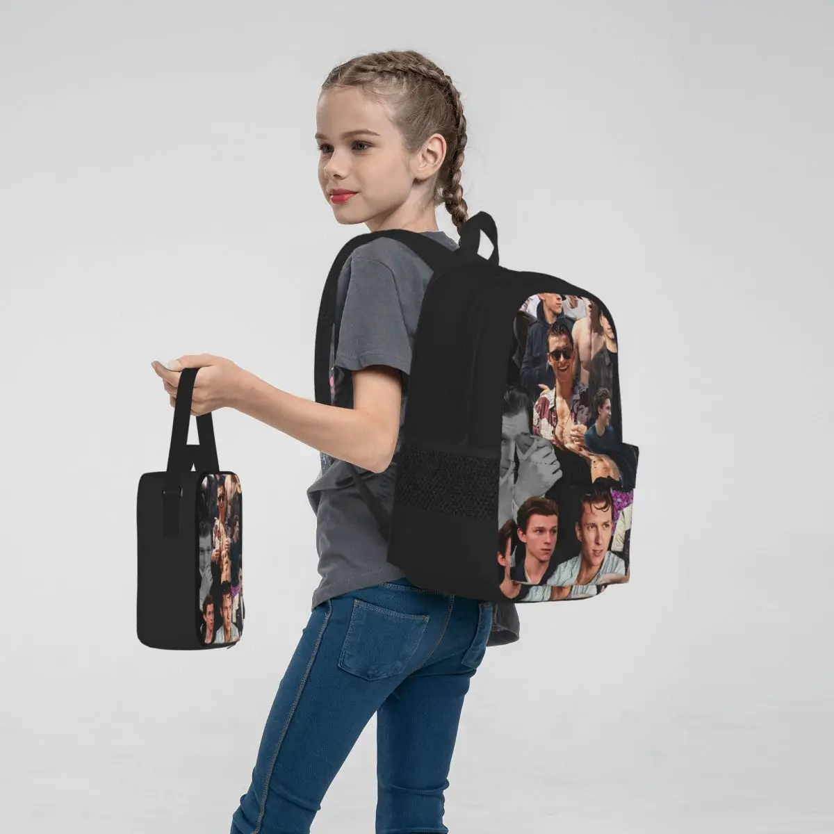 Mochilas de Collage Tom Holland para niños y niñas, mochilas escolares de dibujos animados, bolsa de almuerzo, bolsa para bolígrafos, juego de tres piezas