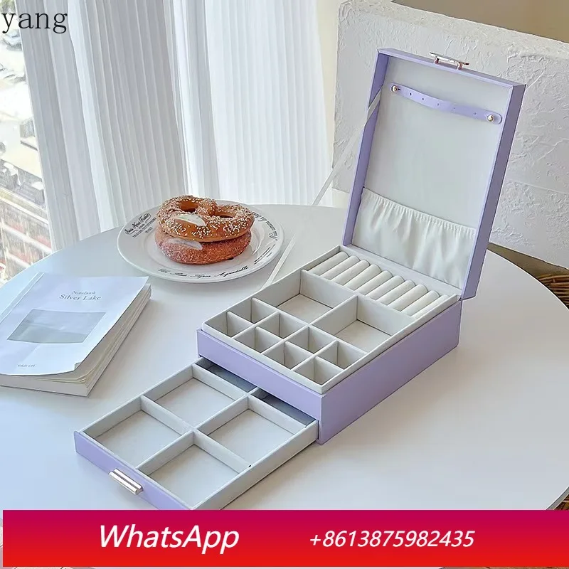 

Шкатулка для украшений CX Plaid с двумя выдвижными ящиками для хранения ювелирных изделий, ожерелий, колец и серег