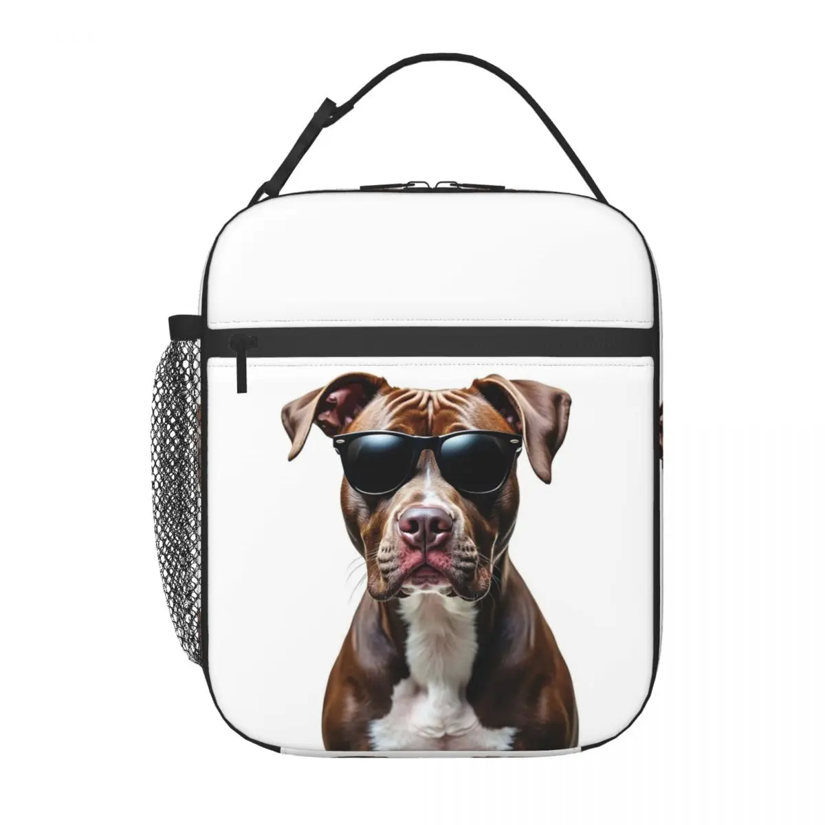 Funny Cool Pitbull Wearing Sunglasses Insulated Lunch Bag for Women Children Portable Food Boxes Thermal Lunch Box Tote