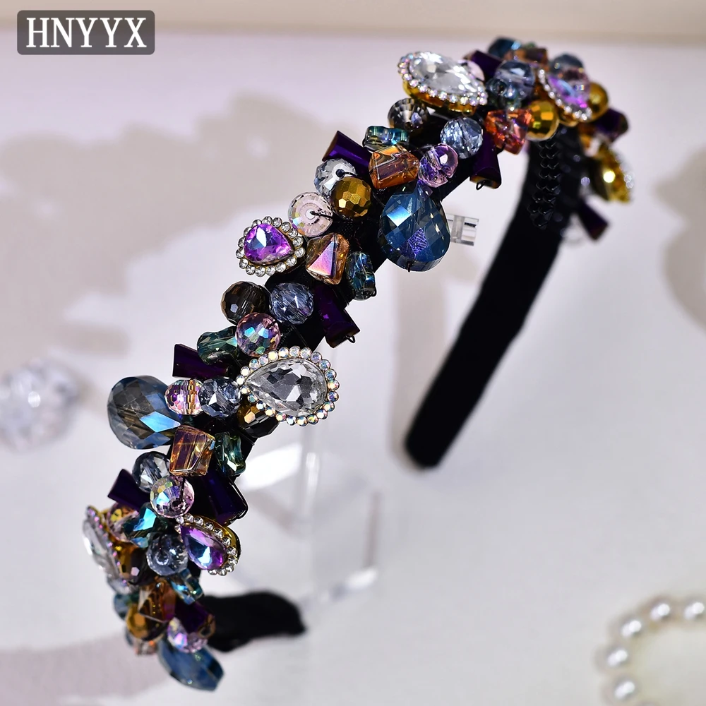 

HNYYX Vintage Crystal Head Hoop Rhinestone Headband Hair Ornaments Colorful Bling Women Party Banquet Tiaras Headpieces YXA79