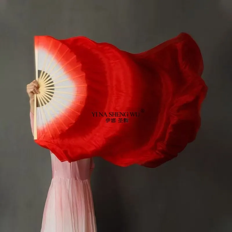 Aangepaste 1 stuk Rechterhand Imitatie Zijde 13 Bomboo Buikdans Fan Chinese Dans Lange Zijden Fan 180 cm/150 cm/120 cm Bamboe Fan