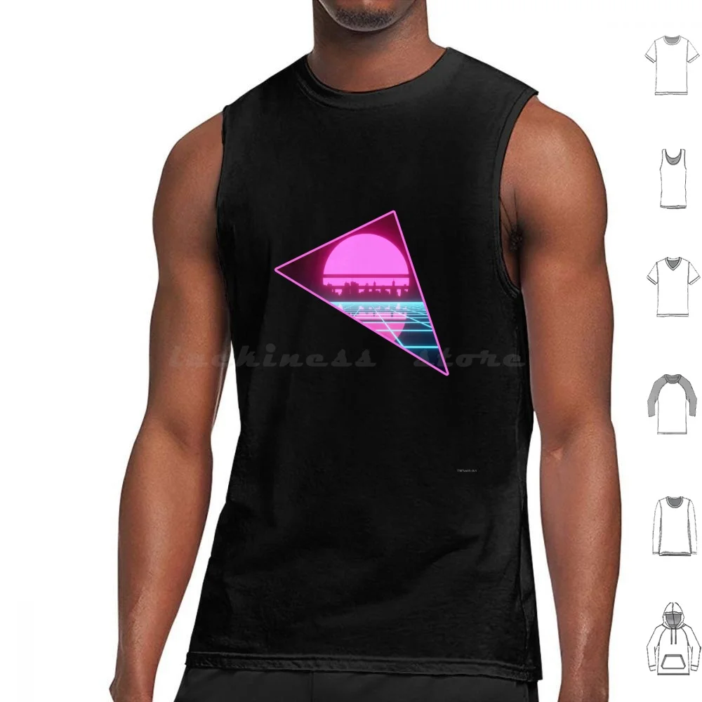 Synthwave Dreams Tank Tops Vest Sleeveless Synthwave Outrun Vaporwave 80S Retrowave Aesthetic Neon Retro Eighties Sun Sunset