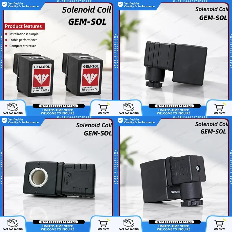 Bobine de soupape solénoïde pneumatique 24 VCC pour GEM-SOL GEM-B-37 VACN-N-A1-1, pièce de rechange pour composant de commande d'air, usage industriel