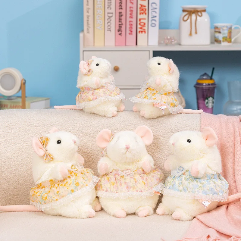 18/23cm Lovely Dressed Fancy Rat Plush Toys Cute Fancy Rat with Skirt Stuffed Soft Animal Toy Baby Girls Adorable Birthday Gift