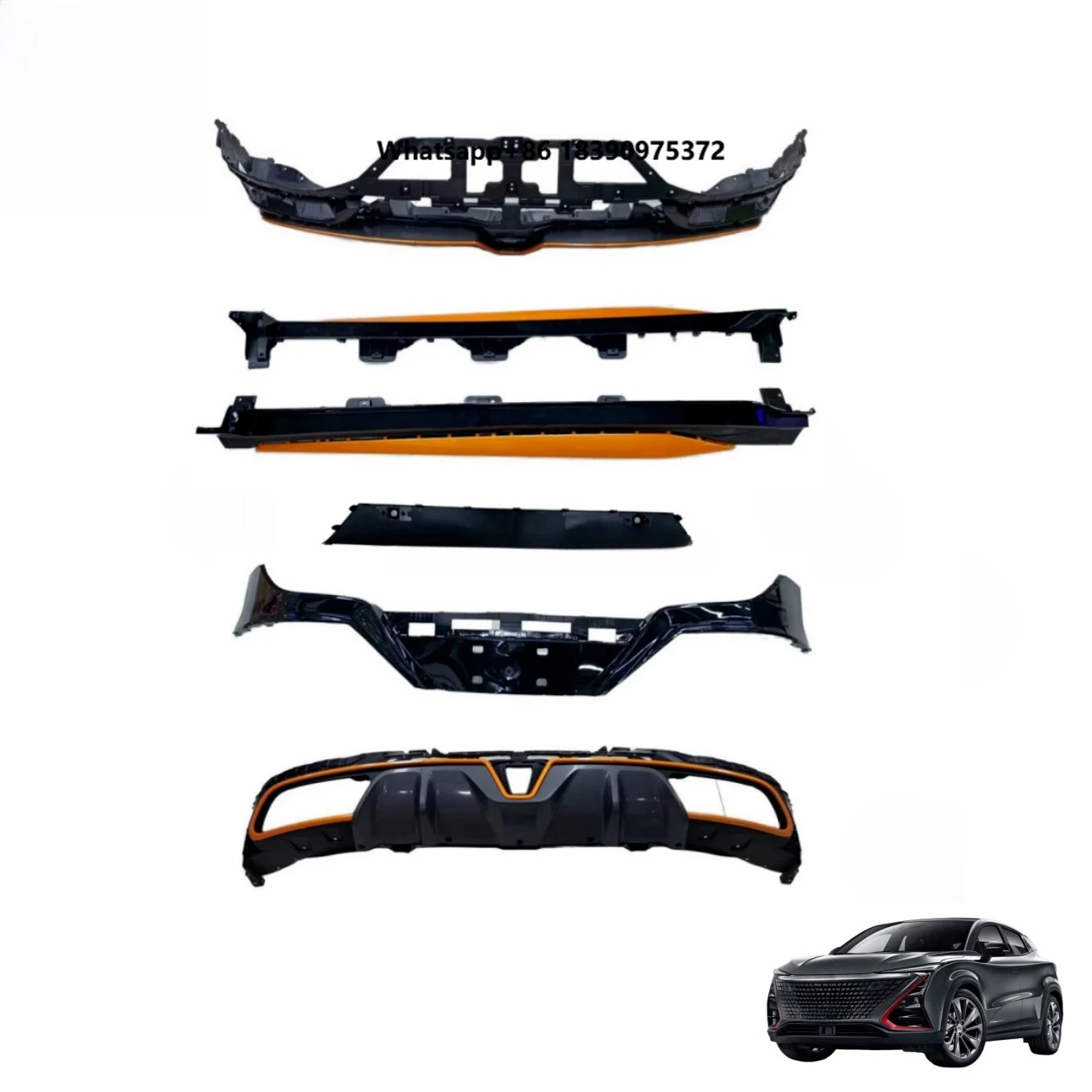 Full Set Body Kit Lip Gloss PP Front Rear Bumper for CHANGAN 2024 2Pcs Side Skirts Car Accessories