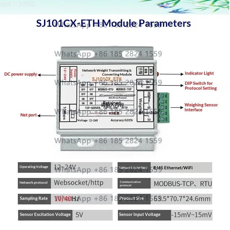 

Network WIFI weighing transmitter module MODBUS-TCP protocol weight output sensor module NEW