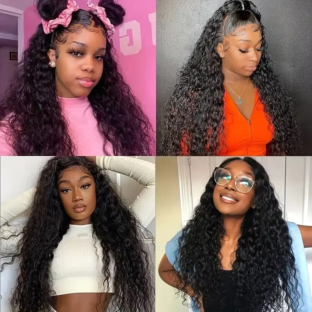 موجة المياه 5 × 5 شعر مستعار أمامي من الدانتيل بدون صمغ شعر بشري 220 كثافة جاهز للارتداء شعر مستعار أمامي شفاف للنساء قبل قطعها 1B