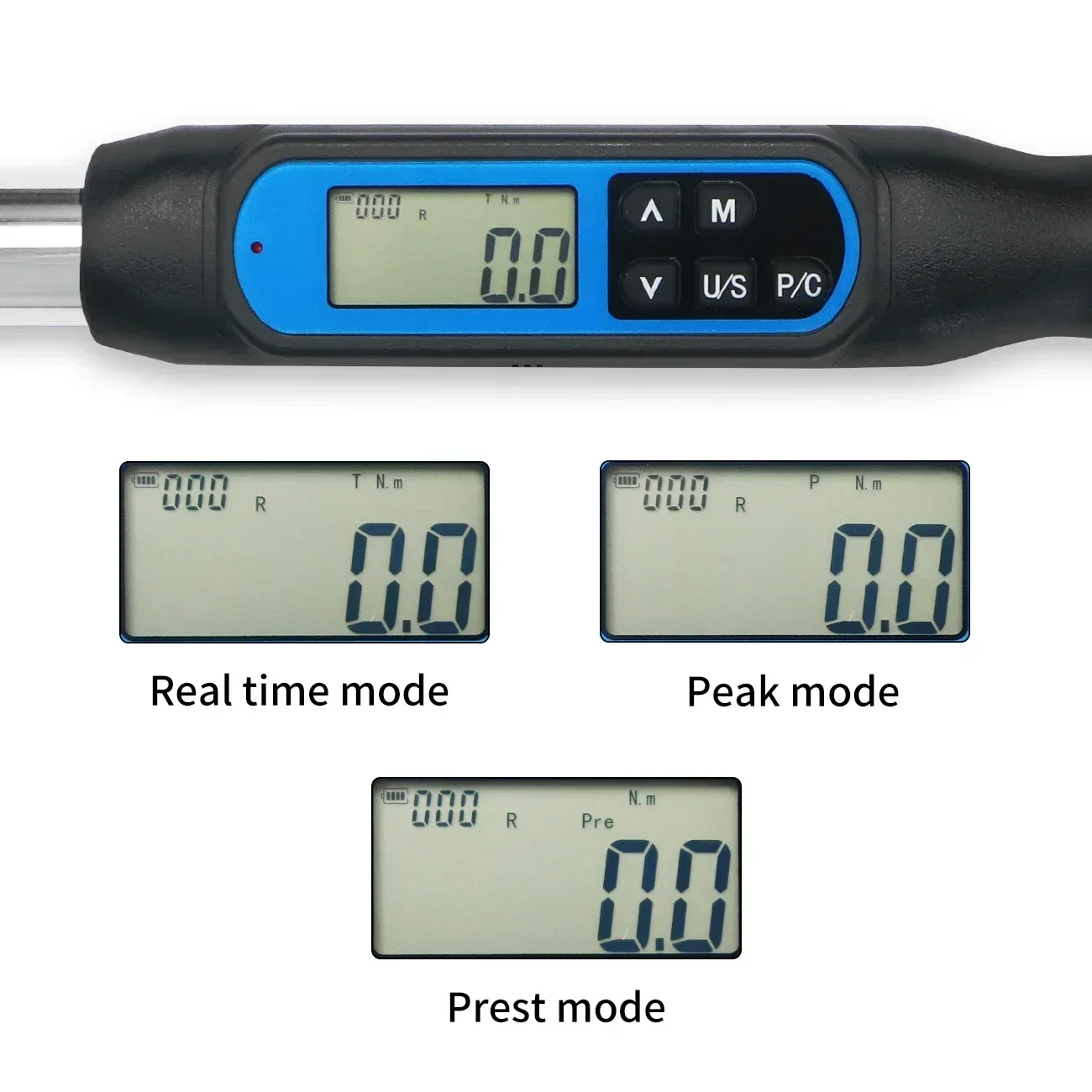 Shahe chave de torque digital com tela super grande, unidade de 1/2 polegadas, ajustável, alta precisão, bicicleta, carro, reparo de bicicleta, ferramenta de torque