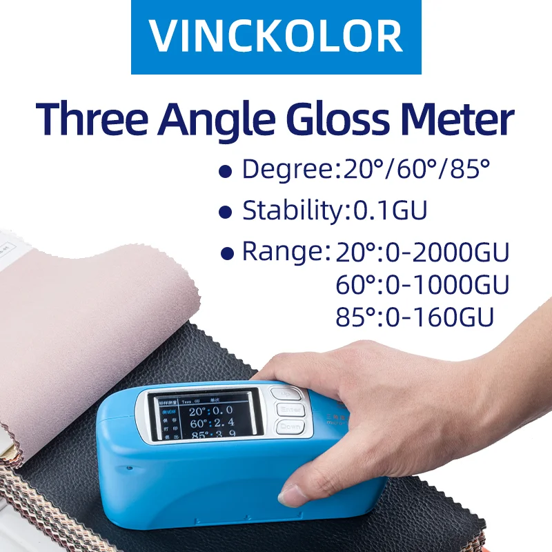 Tri-angle Gloss Meter CS-380,High- Precision 20/60/85 Degree Portable Glossmeter,For Car Paint,Furniture,Rubber,Paper,Film