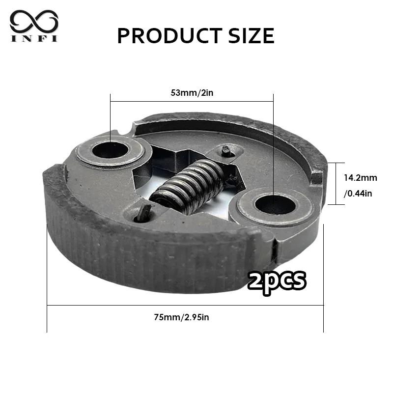 2-Pack Heavy-Duty Clutch with Spring, Durable Metal Replacement, Fits for 43cc/47cc/49cc/GX31/GX35 Grass Trimmers & Lawn Mowers