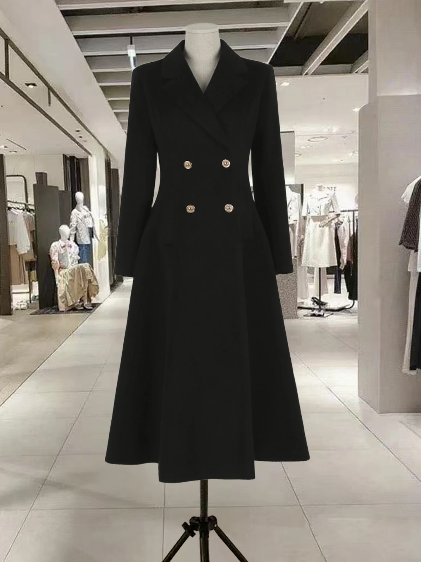 

Женское шерстяное пальто Ele Bla, приталенное, зимнее, модное, утепленное, до колена, двубортное, в деловом стиле