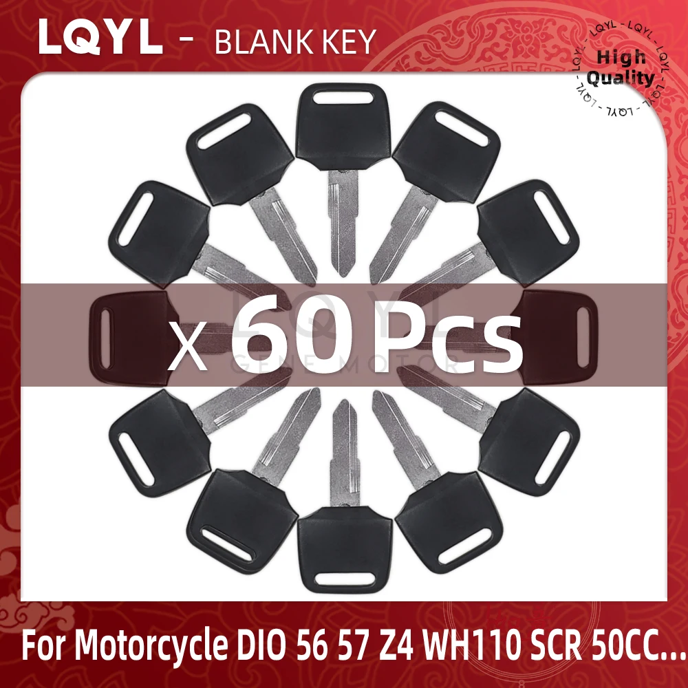 60Pcs New Blank Key Motorcycle Replace Uncut Keys For HONDA DIO 56 57 Z4 125 SCR100 WH110 SCR WH 100 110 scooter 50CC Zoomer