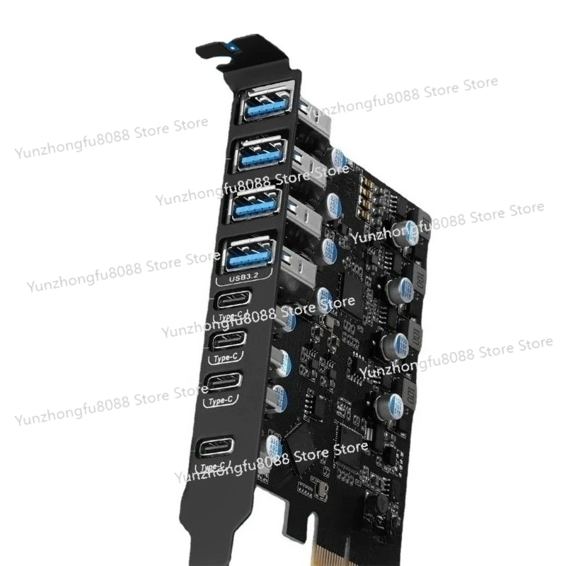 

8 Ports PCIE Usb 3.2 Expansion Card 20G PCI-E To USB Type-C Adapter USB3.1 Type-C X 4 & USB3.1 TypeA X4 for Desktop PC