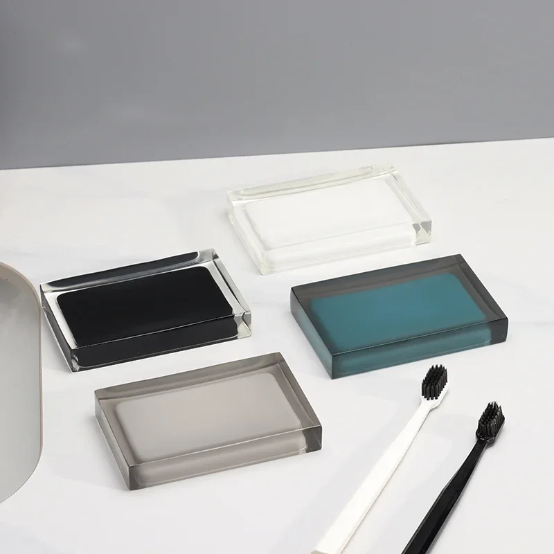 Creative Resin Soap Dish Transparent Soap Box Bathroom Accessories Washstand Soap Draining Plate Bathroom Holder Storage Rack