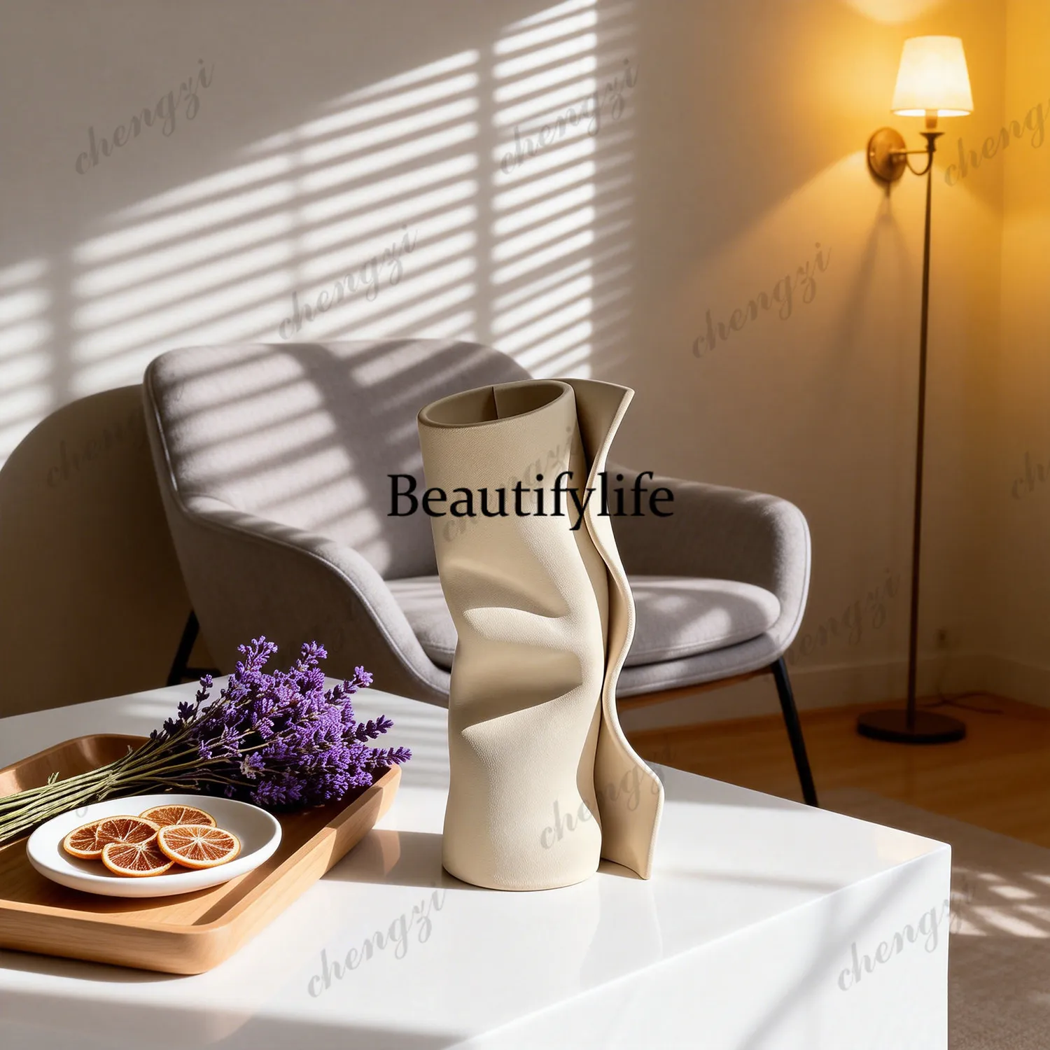 Modern minimalist art irregular-shaped ceramic vases, niche medieval style French hydroponic decoration