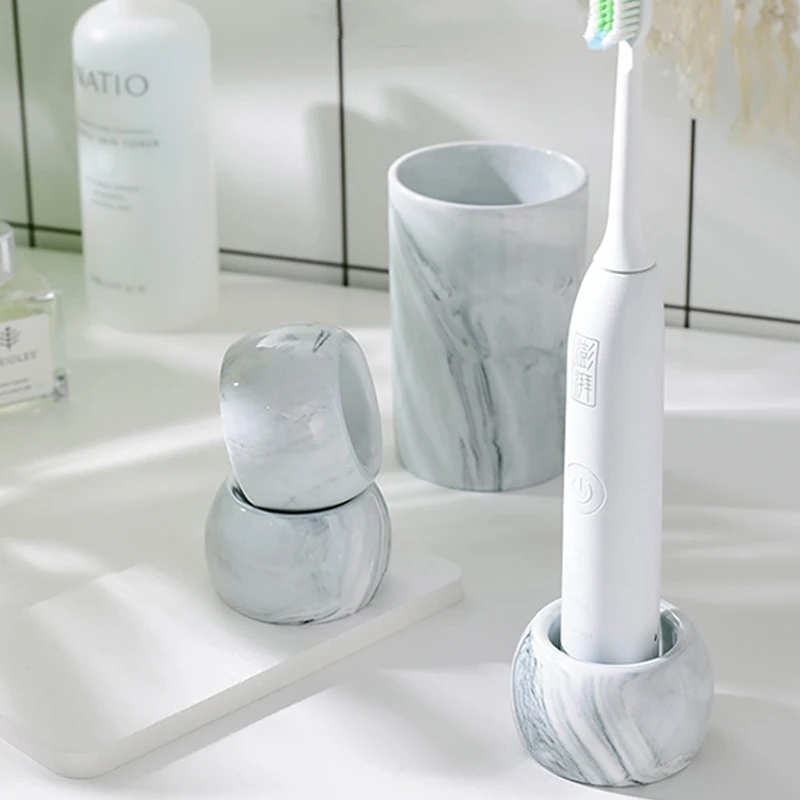 Home Supplies Toothbrush Base Marbled Ceramic Electric Toothbrush Holder Simple Toothbrush Holder Bathroom Accessories 2023