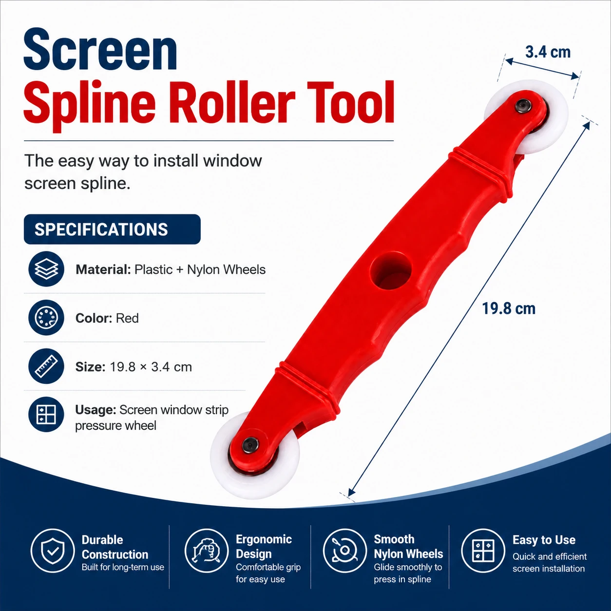 1-5Pcs Splines Roller Tool , Rubber Gauze Wheel for Window Screen Repair, Easy Install Screen Door Rolling Tool for Home