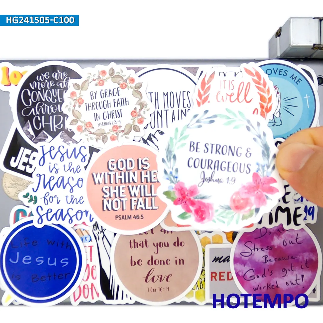 50/100PCS Faith Stickers Jesus Loves You God Bless Positive Energy Slogan for Laptop Scrapbook Luggage Motorcycle Phone Sticker