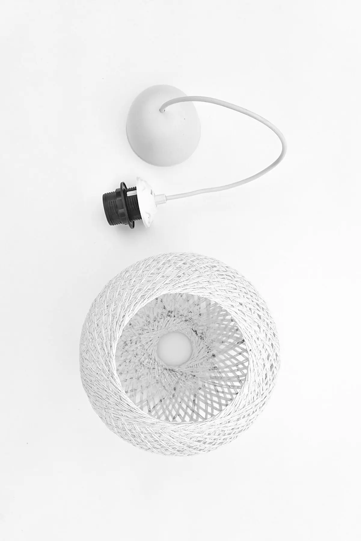 Lustre suspendu en boule blanche, lustre rustique en Jute, lampe de décoration pour la salle à manger, le salon et la chambre à coucher