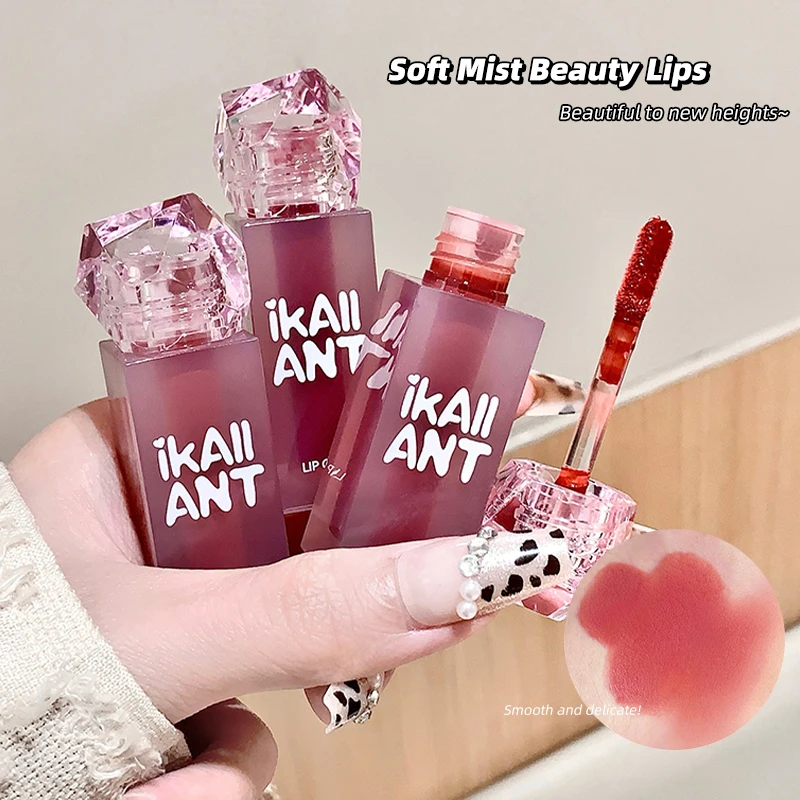 Brillant à lèvres velours mat, soyeux, lisse, longue durée, maquillage, facile à appliquer, rouge à lèvres roseâtre