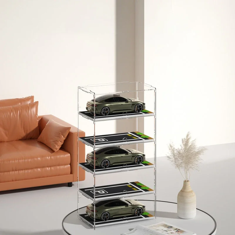 yes1:32 Car Parking Lot Storage Rack, Transparent Display Box Shelves, Multi Grid Collection Cabinet, for Tomica Model Car Toy