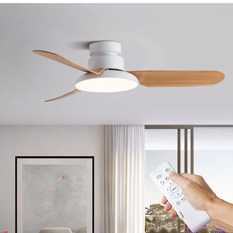 

Ventilador de techo con luz Led para el hogar, moderno ventilador de suelo bajo con Control remoto para comedor, sala de estar