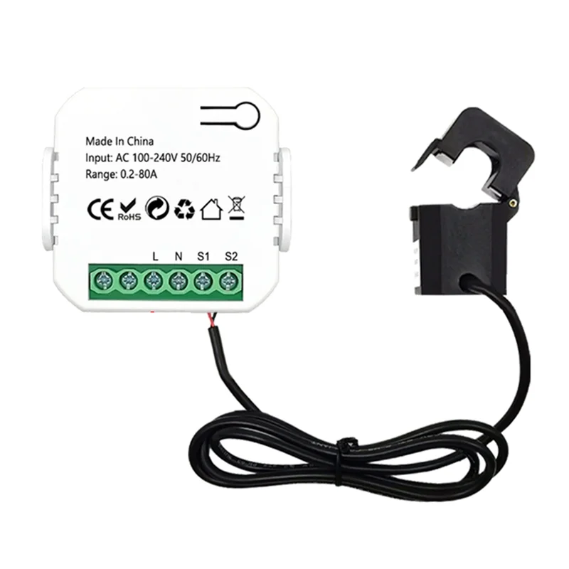 

Tuya Smart Life WiFi Energy Meter 80A with Current Transformer Clamp KWh Power Monitor Electricity Statistics110V 230V