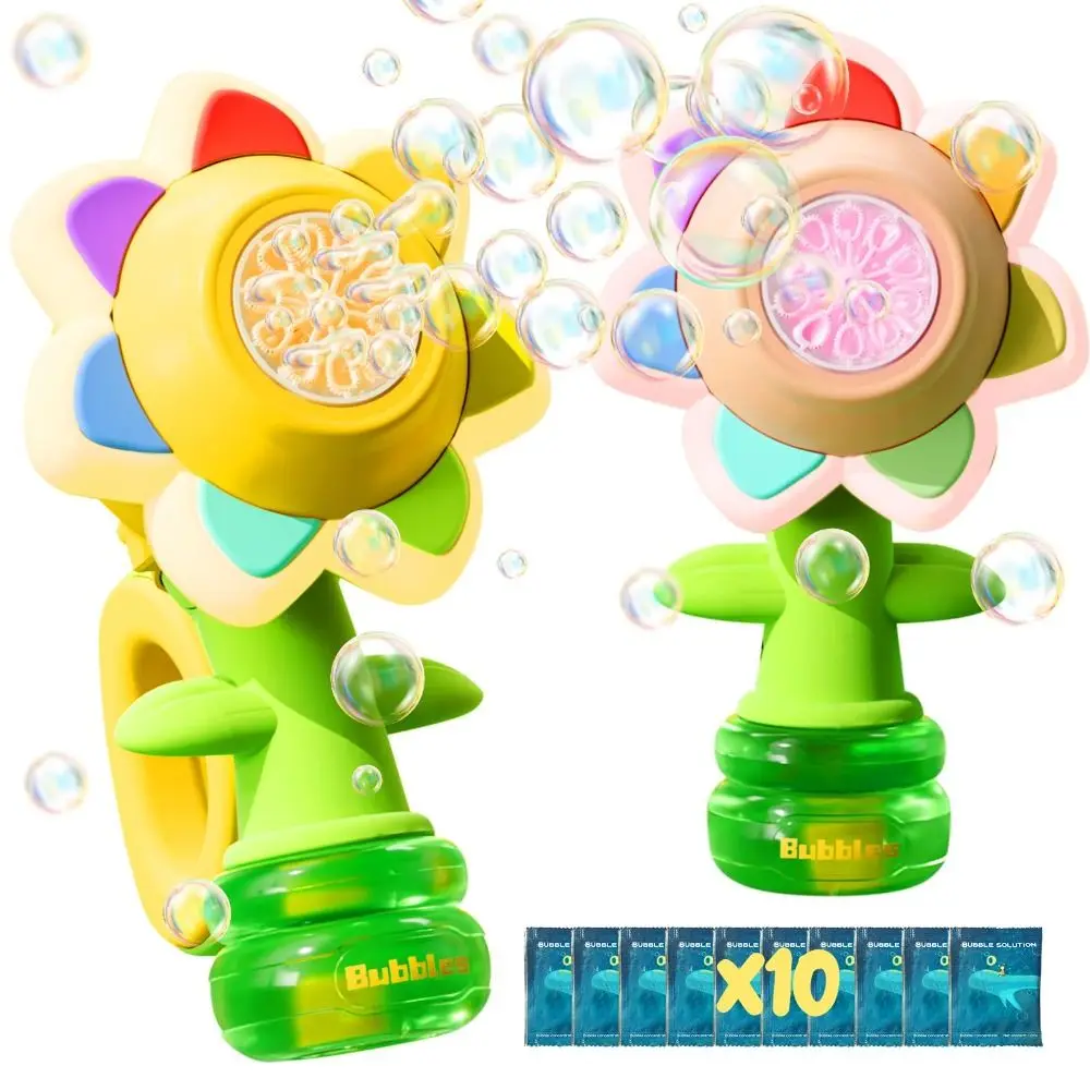 New Rechargeable Sunflower Bubble Machine Fun Swing Dance with Light Automatic Flower Bubble Bubble Blaster Toddlers