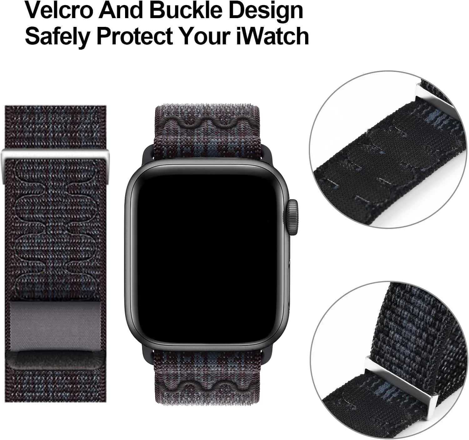 ห่วงไนลอนสําหรับ Apple Watch Bands 44 มม.45 มม.40 มม.41 มม.42 มม.สร้อยข้อมือ iWatch Series 9 8 7 6 SE 5 4 Ultra 2 49 มม.