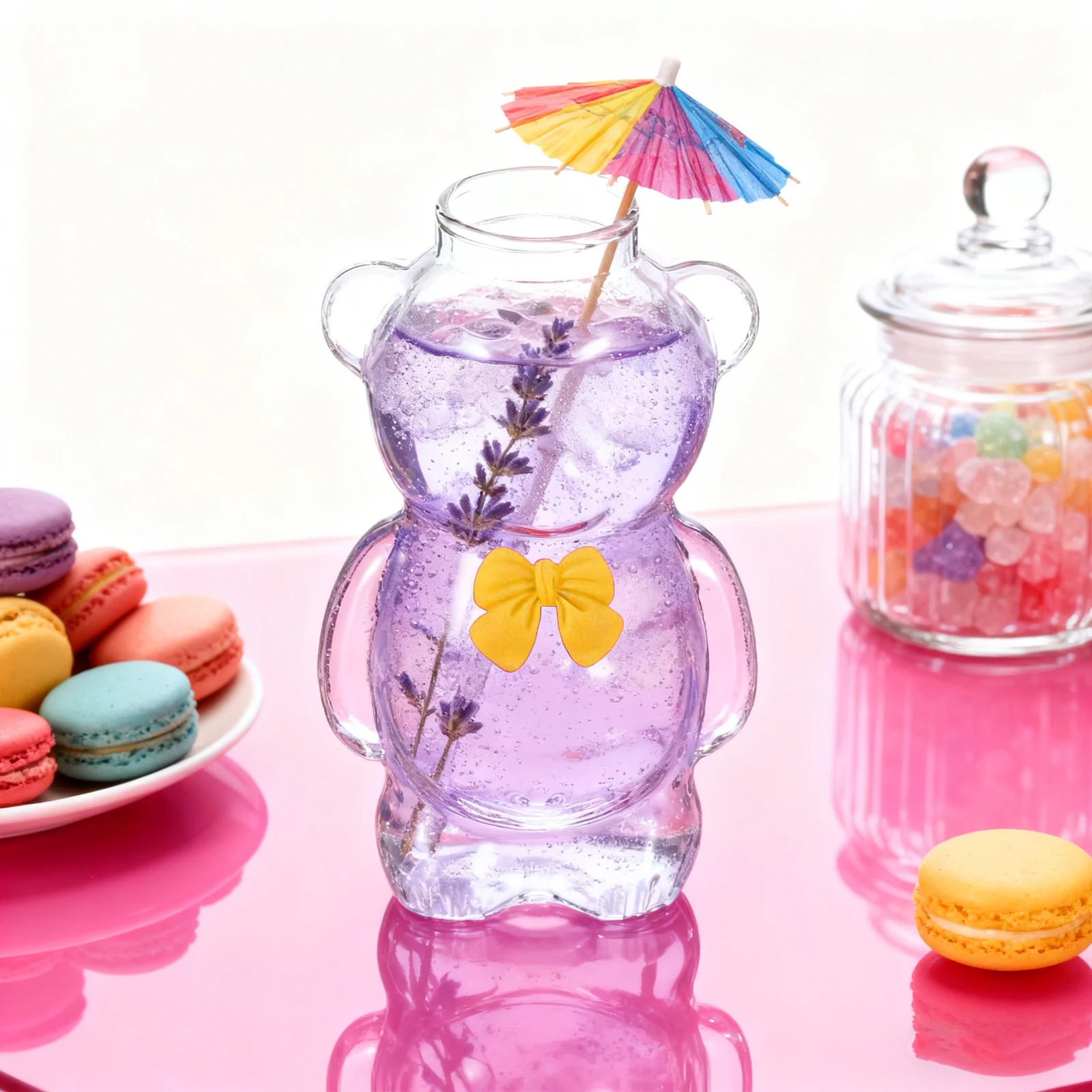 

Bear Glass Cup 330Ml Cute Animal Drinking Mug with Straw Aesthetic Design for Kids Women Birthday Christmas Gift Home Decoration